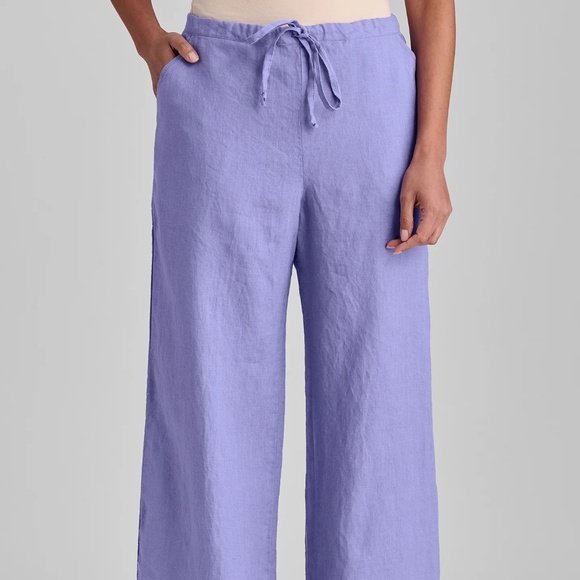 FLAX Wide Leg Linen Full Length Picnic Pant Elastic Drawstring Waist 31" Inseam - Picture 13 of 13